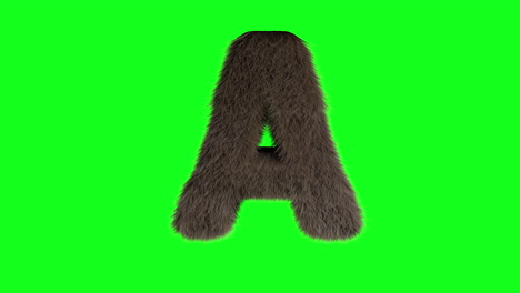 Furry-Hairy-3d-letter-a-on-green-screen